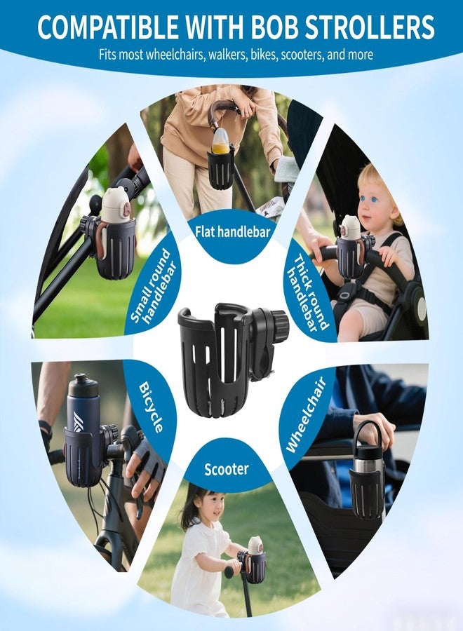 Fevbcnrj Stroller Cup Holder Compatible with Bob, Clip on Cupholder Attachment for Stroller, Cup Holder with Adjustable Clamp, Fits Most Cups, for Wheelchair, Walker, Bike, Scooter, Black - Image 4